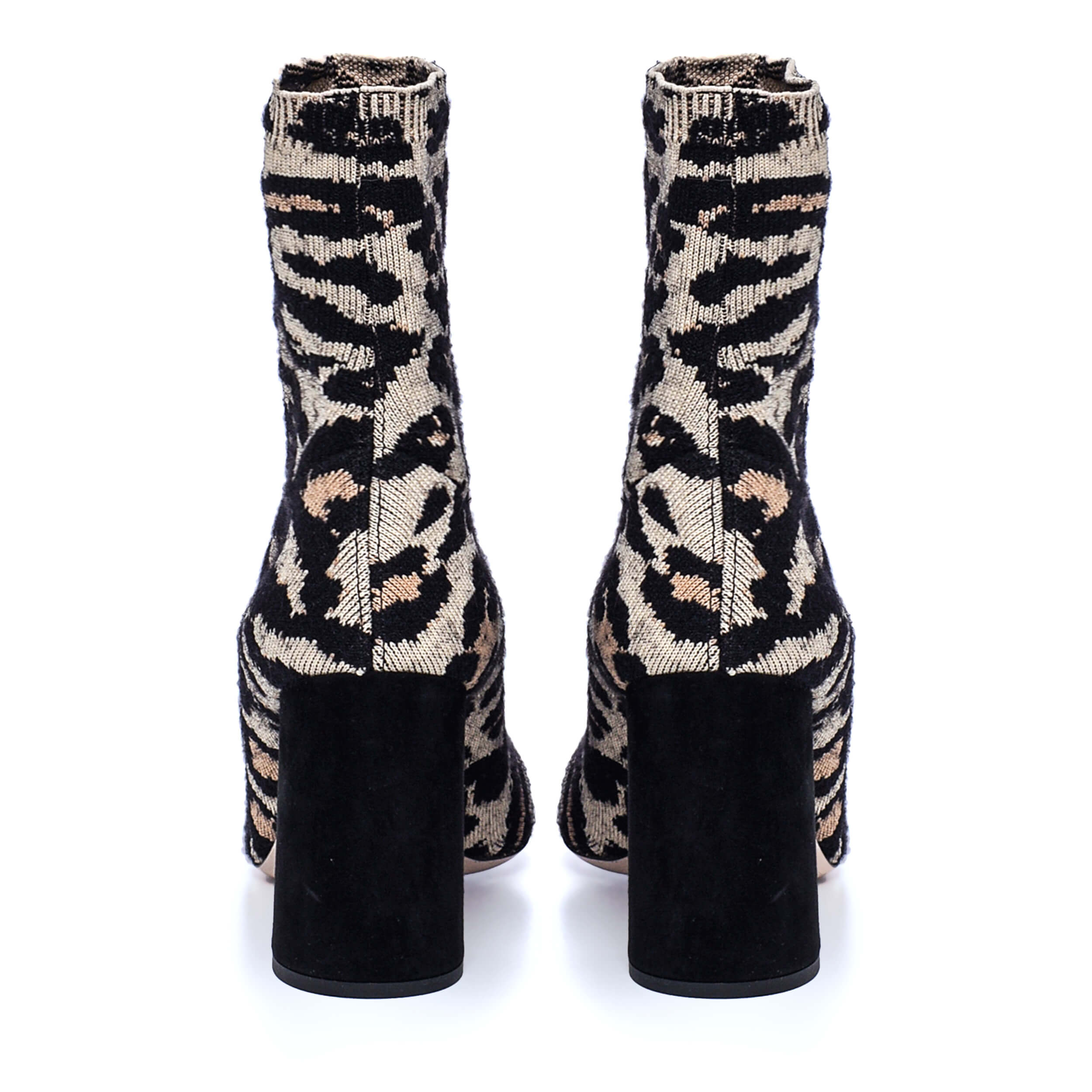 Miu Miu - Leopared Print Jacquard Socks Boots in Beige / 38